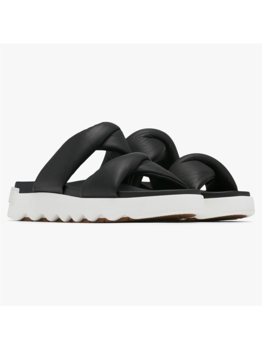 Sorel Viibe Twist Black and White Women's Slides Size 9.5